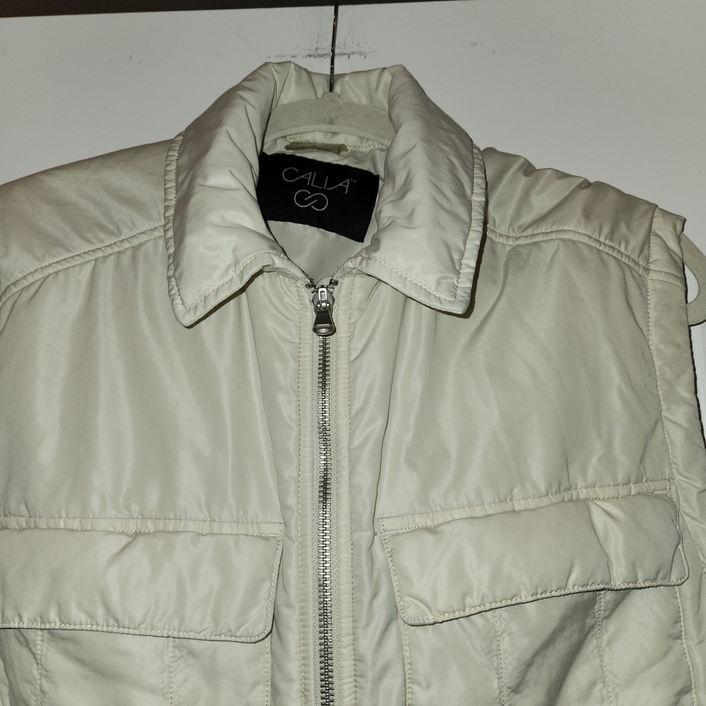 Calia by Carrie Underwood Cream Puffer Vest Butter Soft Size S Flap/Seam Pockets - Picture 3 of 10